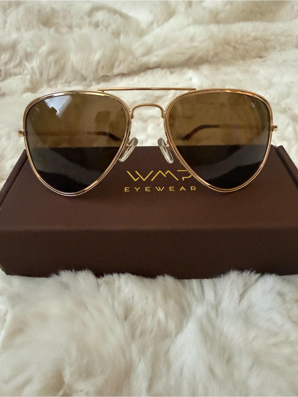 Women's Gold Framed Aviator Sunglasses with Brown Gradient Lenses